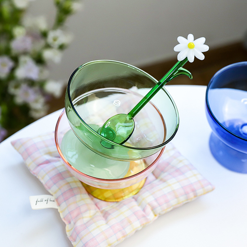 Nova tigela de vidro colorida resistente ao calor e elegante